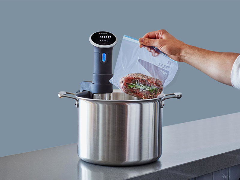 Sous vide cooker is an appliance that cooks food with low heat