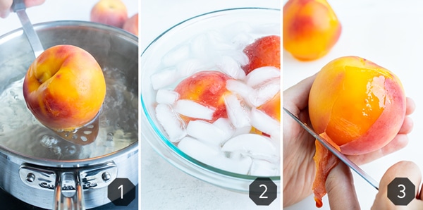 The boiling method to peel peach skin