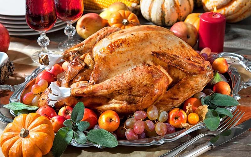 The roast turkey is the star of a Thanksgiving feast The roast turkey is the star of a Thanksgiving feast