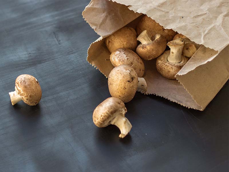 Use paper bag to store cremini mushrooms